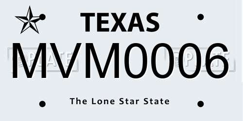 MVM0006 Texas License Plate