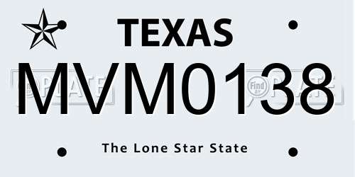 MVM0138 Texas License Plate