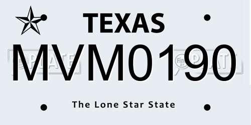 MVM0190 Texas License Plate