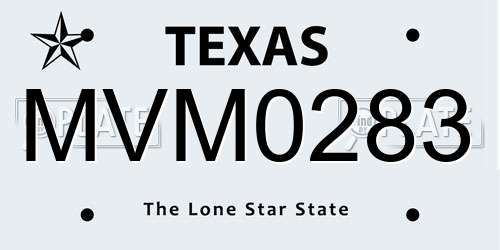 MVM0283 Texas License Plate