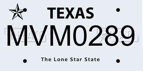 MVM0289 Texas License Plate