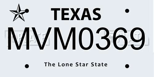 MVM0369 Texas License Plate