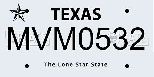MVM0532 Texas License Plate