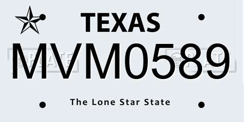 MVM0589 Texas License Plate