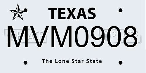 MVM0908 Texas License Plate