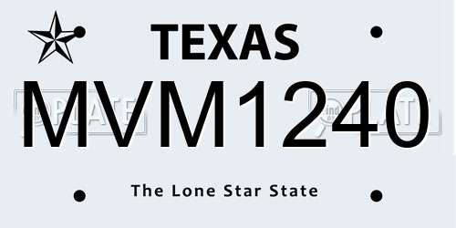MVM1240 Texas License Plate