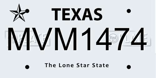 MVM1474 Texas License Plate