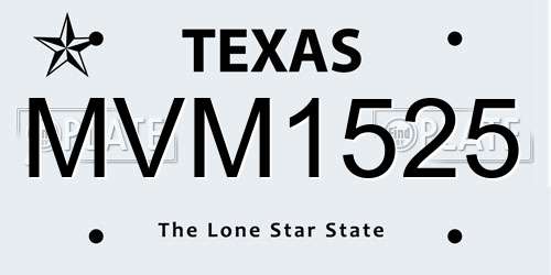 MVM1525 Texas License Plate
