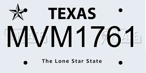 MVM1761 Texas License Plate