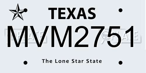 MVM2751 Texas License Plate
