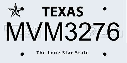 MVM3276 Texas License Plate