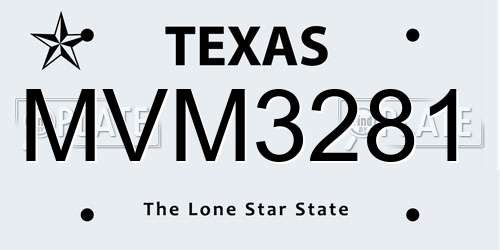 MVM3281 Texas License Plate