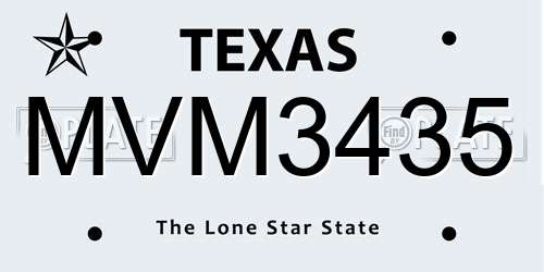 MVM3435 Texas License Plate