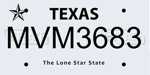 MVM3683 Texas License Plate