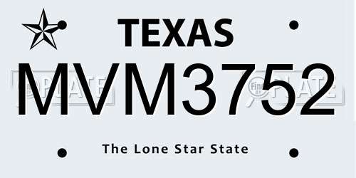 MVM3752 Texas License Plate