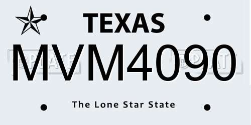 MVM4090 Texas License Plate