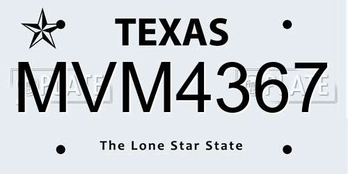 MVM4367 Texas License Plate