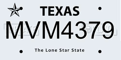 MVM4379 Texas License Plate