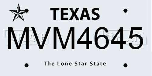 MVM4645 Texas License Plate