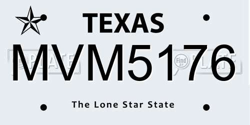 MVM5176 Texas License Plate