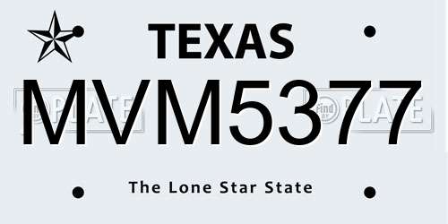 MVM5377 Texas License Plate