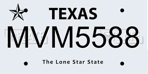 MVM5588 Texas License Plate
