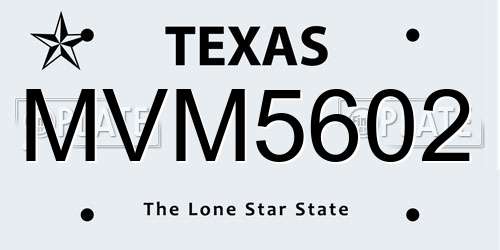 MVM5602 Texas License Plate