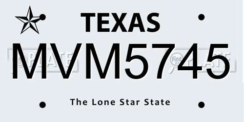 MVM5745 Texas License Plate