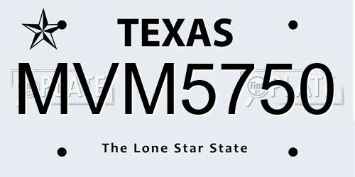 MVM5750 Texas License Plate