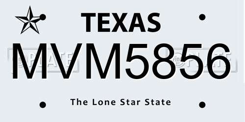 MVM5856 Texas License Plate