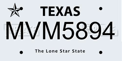 MVM5894 Texas License Plate