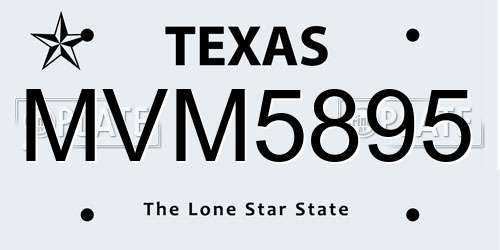 MVM5895 Texas License Plate