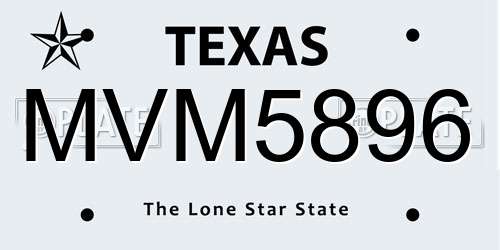 MVM5896 Texas License Plate