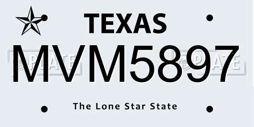 MVM5897 Texas License Plate
