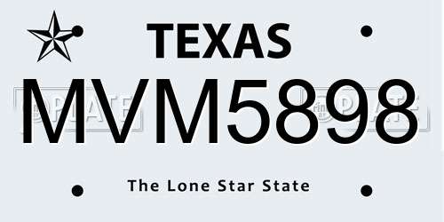 MVM5898 Texas License Plate