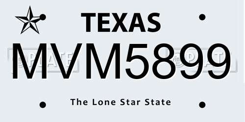 MVM5899 Texas License Plate