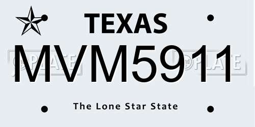MVM5911 Texas License Plate