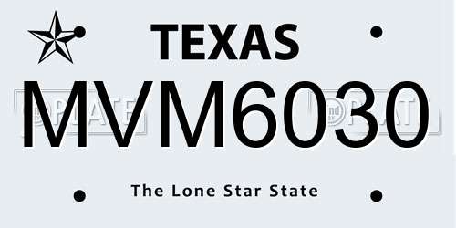 MVM6030 Texas License Plate