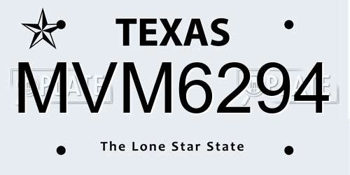 MVM6294 Texas License Plate