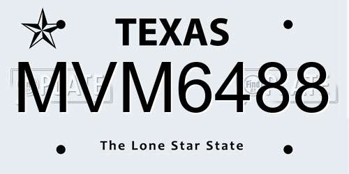 MVM6488 Texas License Plate