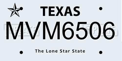 MVM6506 Texas License Plate