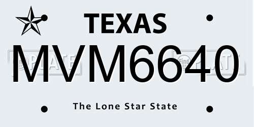 MVM6640 Texas License Plate
