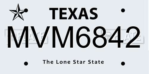 MVM6842 Texas License Plate