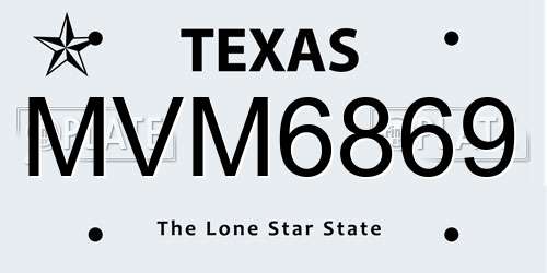MVM6869 Texas License Plate