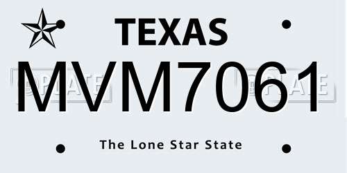 MVM7061 Texas License Plate