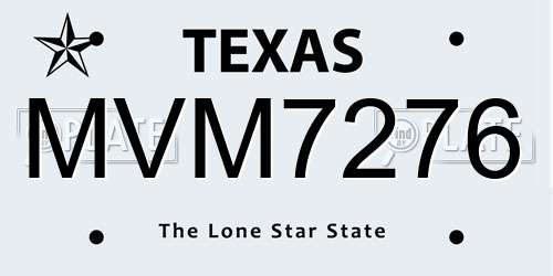MVM7276 Texas License Plate