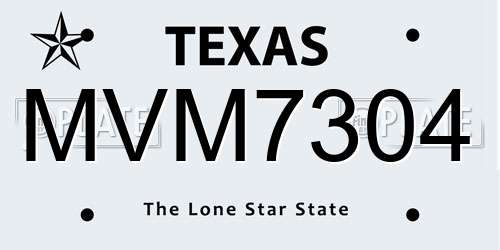 MVM7304 Texas License Plate
