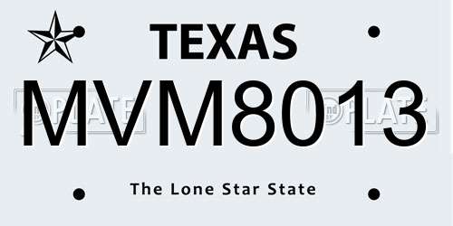 MVM8013 Texas License Plate