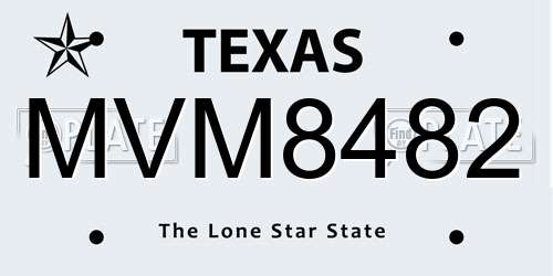 MVM8482 Texas License Plate