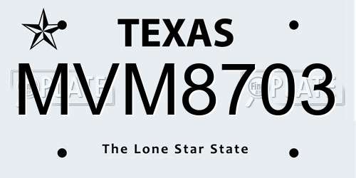 MVM8703 Texas License Plate